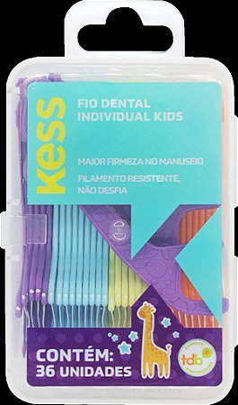 Fio Dental Infantil Cabo Flosser Girafa Kess 36 Unidades