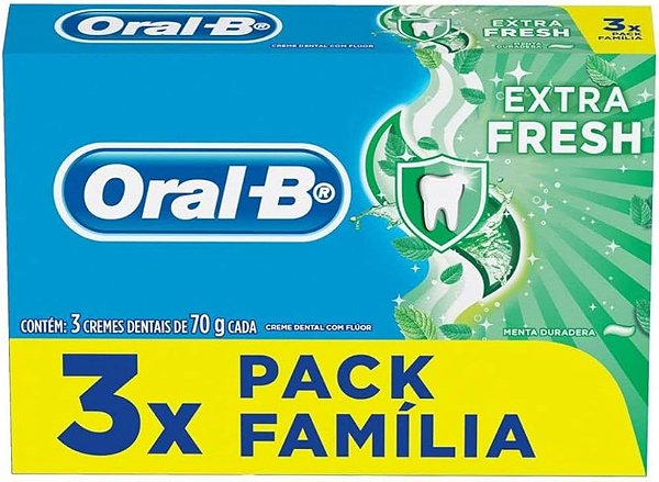 Creme Dental Oral-B Extra Fresh 70g Pack 3 Unidades