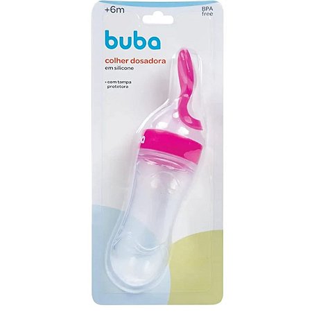 Colher Dosadora Para Papinha Em Silicone Para Bebê Rosa Buba