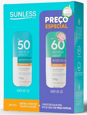 Kit Protetor Solar Sunless Corporal FPS50 + Protetor Solar Kids FPS60