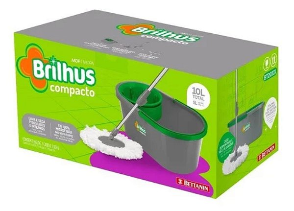 Mop Brilhus Compacto Balde Cabo e Refil 10 Litros