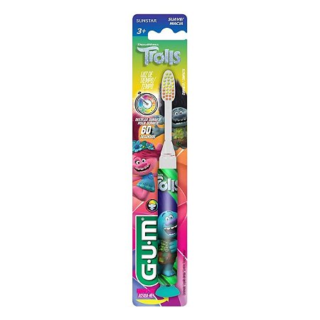 Escova Dental Infantil Trolls Led Pisca 60 Segundos Gum