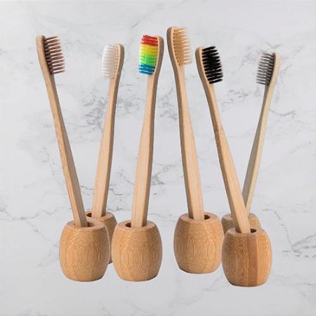 Porta escova de dente de bambu individual - BioEco Brasil