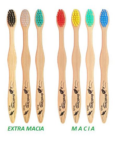 Escova de dente de bambu brasileira KIDS (INFANTIL) cerdas macias