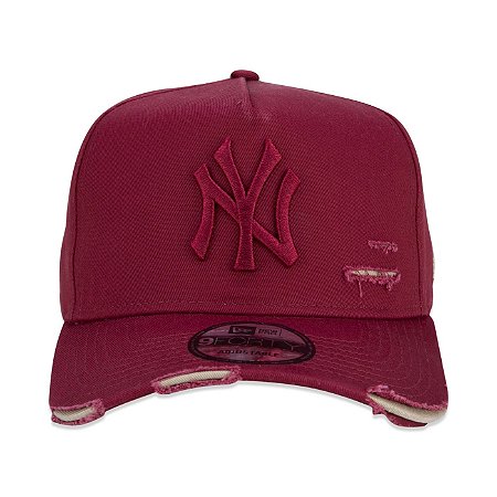 Boné New Era 9Forty A-Frame NY Yankees Destroyed Bordô