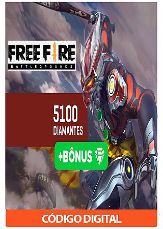 Créditos para Free Fire - 5100 Diamantes + Bônus