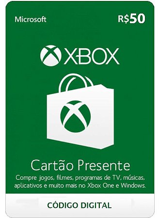 Cartão Presente Microsoft Xbox live - R$50 - Código Digital