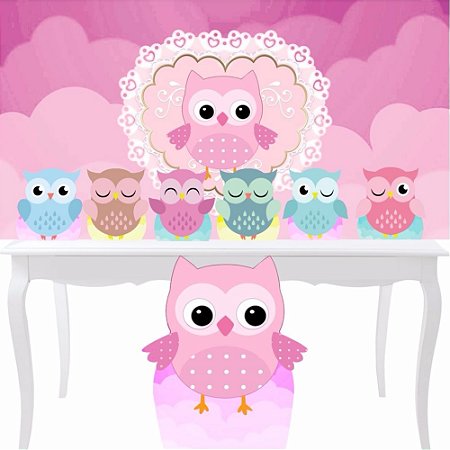 Combo Bronze Festa Corujinha Jardim Painel Totem Mdf Decorando E Grudando