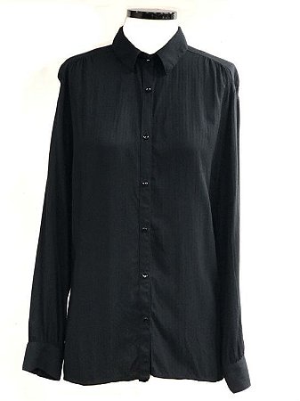 Camisa social coleteria maquinetada preta