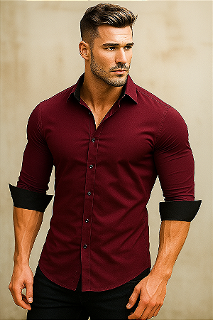 Camisa Masculina Slim fit Luxo Duos