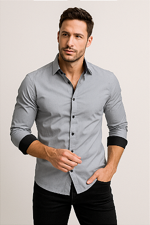 Camisa Masculina Slim fit Luxo Duos