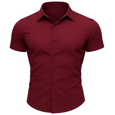 Camisa Masculina Manga Curta Slim Fit Basic