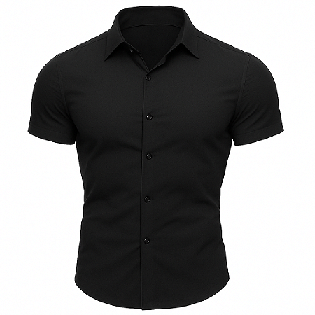 Camisa Masculina Manga Curta Slim Fit Basic