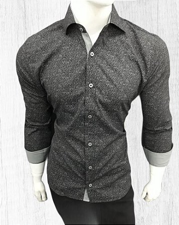 Camisa Masculina Slim fit Luxo Detalhada