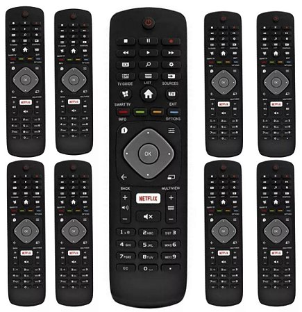 Kit com 10 Controles Remoto Compatível Tv Philips Smart Netflix Atacado