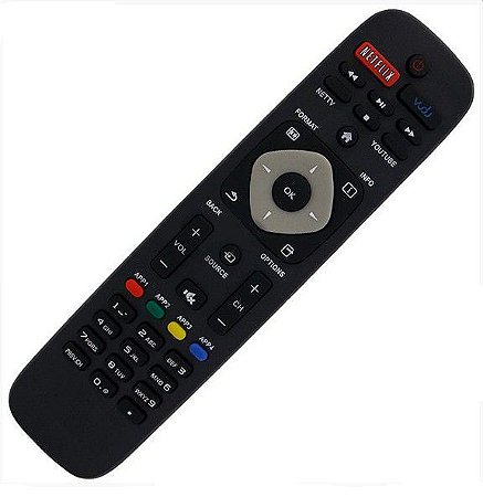 Controle Remoto TV Led Philips Smart URMT41JHG006 / 50PFL5901 / 55PFL5601 / 55PFL6900 com Netflix / Vudu / Youtube