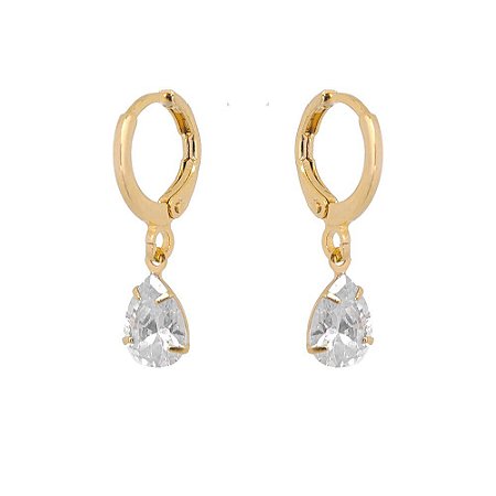 BRINCO ARGOLA CLICK E GOTA CRISTAL