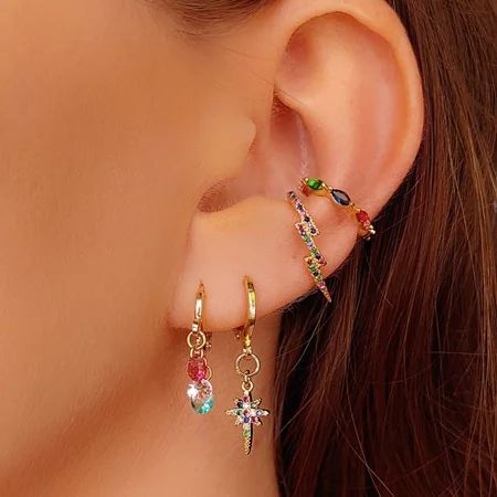 BRINCO ARGOLA ESTRELA CRAVEJADA COLORS