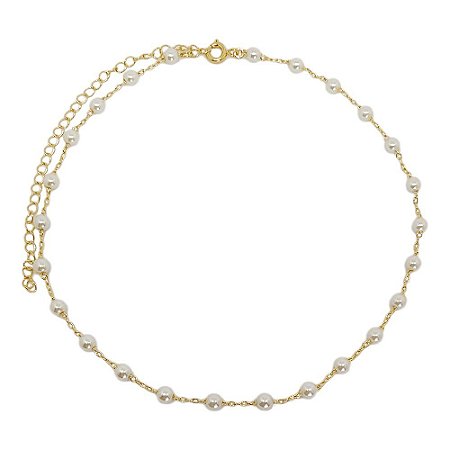 CHOKER CORRENTE DE PÉROLAS NO OURO