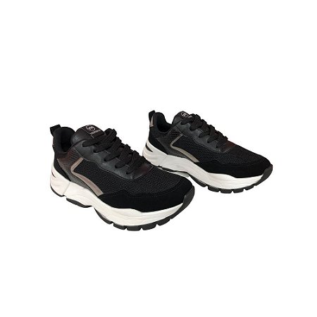 Tênis Via Marte Sneaker 21-12107 Preto com Prata - ESTELA CALÇADOS |  Presidente Prudente - SP