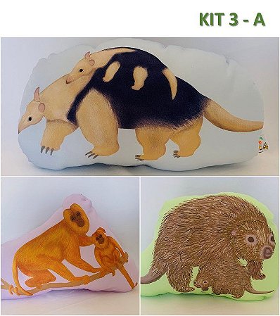 Kit de almofadas temáticas Crili - Coleção Mamíferos da Mata Atlântica
