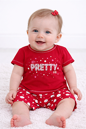 Conjunto Bebê Menina Vermelho Elian