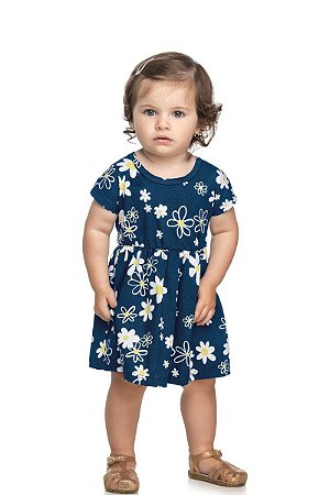 Vestido Bebê Menina Floral Marinho - Elian
