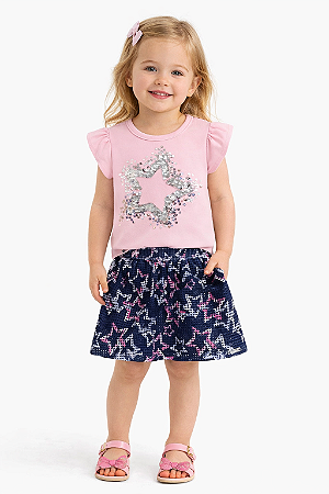 Conjunto Curto Menina Rosa - Brandili Mundi