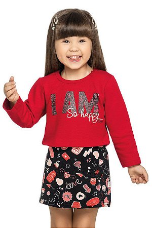 Vestido Infantil Menina Happy Preto - Elian