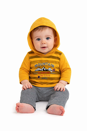 Conjunto Infantil Bebê – Moletom com Capuz e Calça 🧡👶