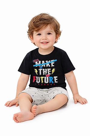 Pijama Infantil Masculino – Conjunto “Make the Future” 🖤✨