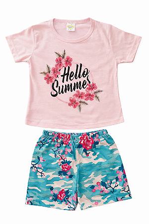 Pijama Infantil Menina Hello Summer – 100% Algodão