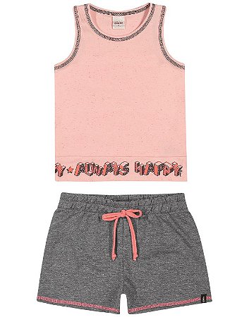 Conjunto Elian Infantil Menina Verão com Estampa Always Happy
