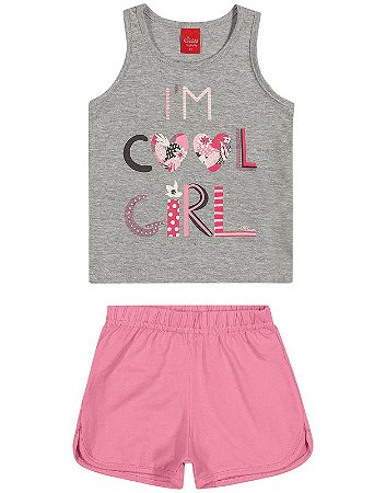 Conjunto Elian Infantil Menina Verão com Estampa Cool Girl Corações