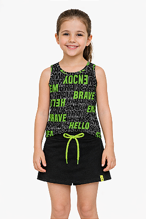 Conjunto Infantil Menina Blusa e Saia Shorts Elian