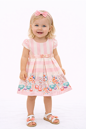 Vestido Infantil Ser Garota – Listras e Flores