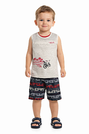 Conjunto Infantil Fakini Regata e Bermuda – Estampa Tropical