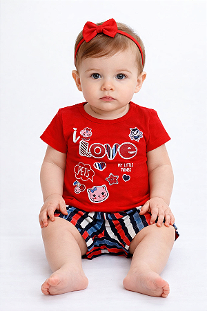 Conjunto Bebê Menina Vermelho
