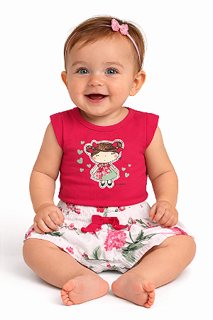 Conjunto Bebê Menina Body e Short Floral