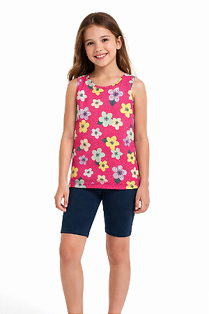 Conjunto Elian Infantil Menina Verão com Estampa Flores Coloridas