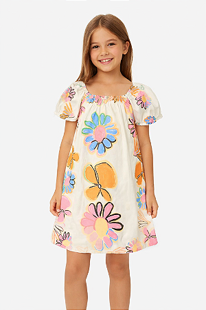 Vestido Infantil Fakini Floral Colorido