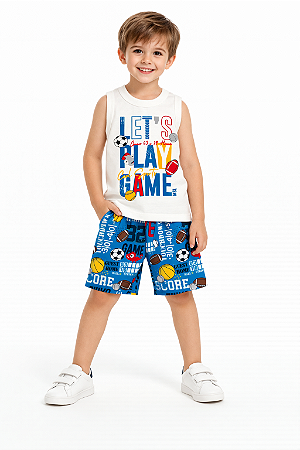 Conjunto Infantil Marisol Play Regata e Bermuda em Tactel