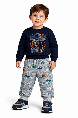 Conjunto Infantil Bebê Menino Moletom – Estampa Caminhão (Elian)
