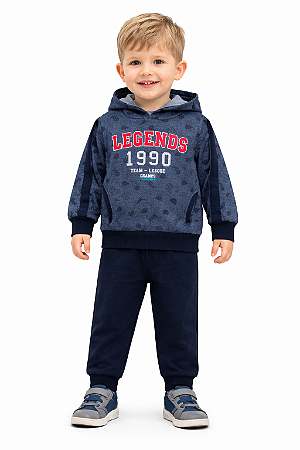 Conjunto Infantil Masculino com Capuz – Estilo Esportivo 🧢💙