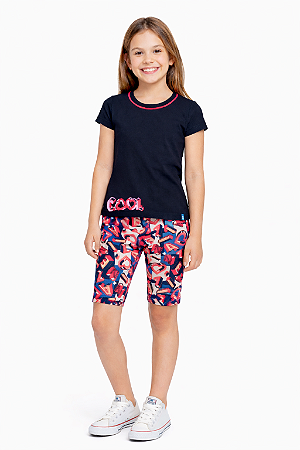 Conjunto Infantil Feminino Blusa e Bermuda Ciclista