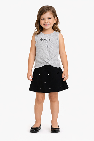 Conjunto Infantil Feminino Angerô – Blusa + Short Saia