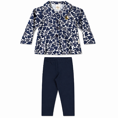 Conjunto Infantil Feminino – Estampa Corações com Legging