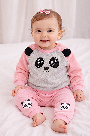 Conjunto Infantil Moletom com Mangas Soft e Orelhinhas – Tile e Sul