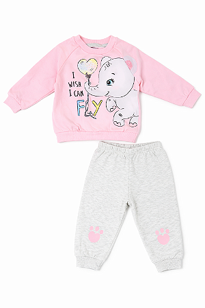 Conjunto Infantil Elefantinho “I Wish I Can Fly” – Conforto e Delicadeza
