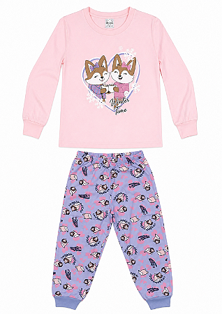 Pijama Infantil Feminino 100% Algodão – Estampa que Brilha no Escuro